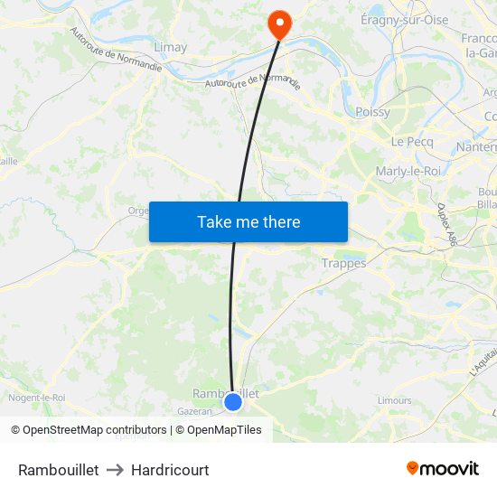 Rambouillet to Hardricourt map
