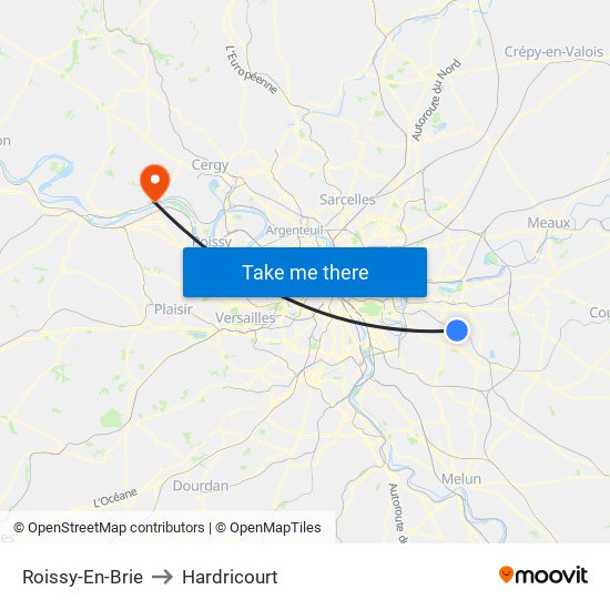 Roissy-En-Brie to Hardricourt map