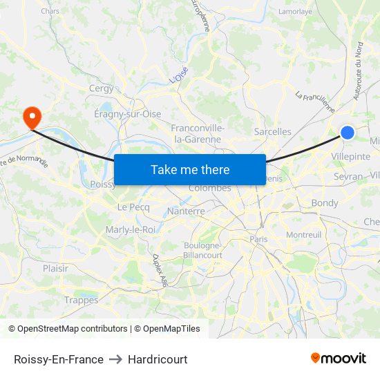 Roissy-En-France to Hardricourt map