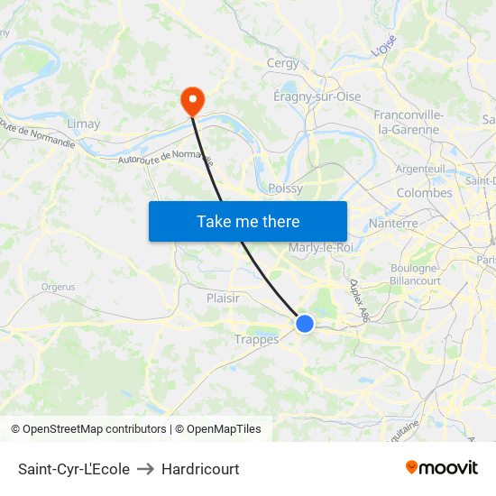 Saint-Cyr-L'Ecole to Hardricourt map