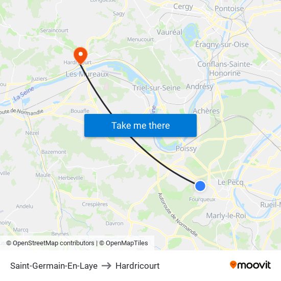 Saint-Germain-En-Laye to Hardricourt map