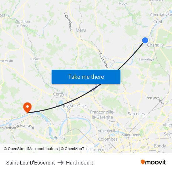 Saint-Leu-D'Esserent to Hardricourt map