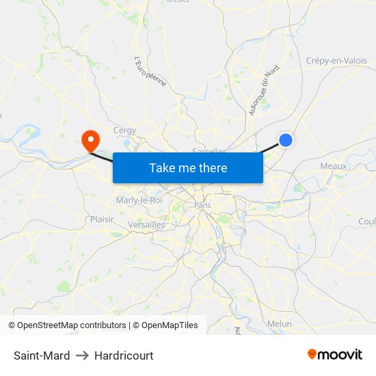 Saint-Mard to Hardricourt map