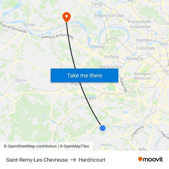 Saint-Remy-Les-Chevreuse to Hardricourt map