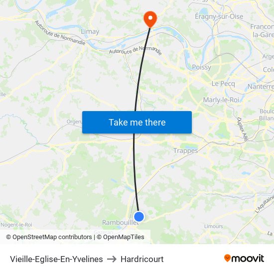 Vieille-Eglise-En-Yvelines to Hardricourt map