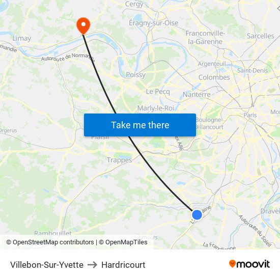 Villebon-Sur-Yvette to Hardricourt map
