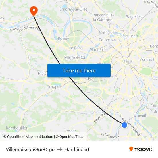 Villemoisson-Sur-Orge to Hardricourt map