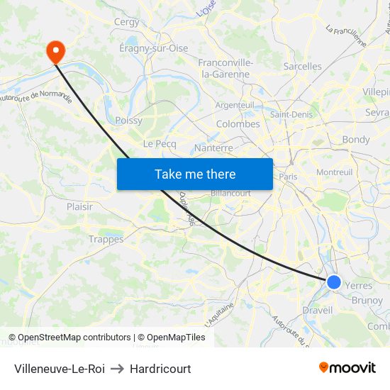 Villeneuve-Le-Roi to Hardricourt map