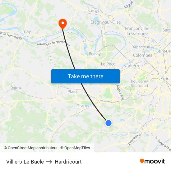 Villiers-Le-Bacle to Hardricourt map