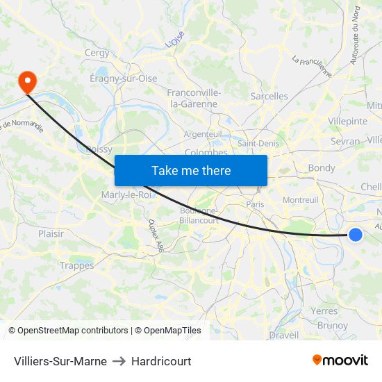 Villiers-Sur-Marne to Hardricourt map