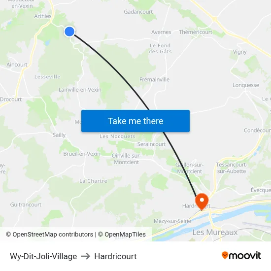 Wy-Dit-Joli-Village to Hardricourt map