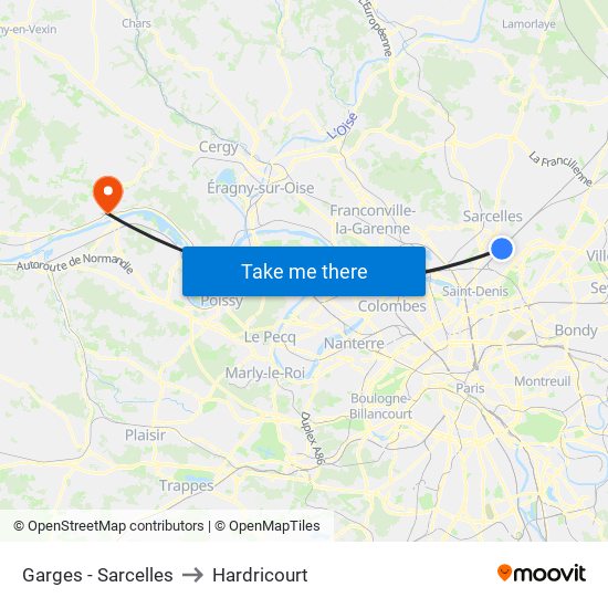 Garges - Sarcelles to Hardricourt map