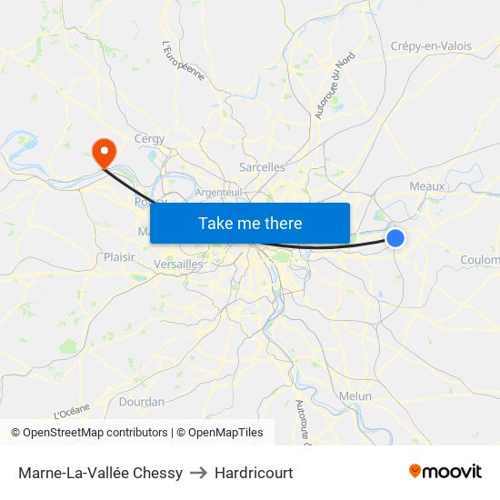 Marne-La-Vallée Chessy to Hardricourt map