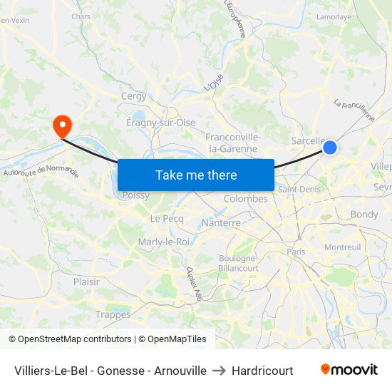 Villiers-Le-Bel - Gonesse - Arnouville to Hardricourt map