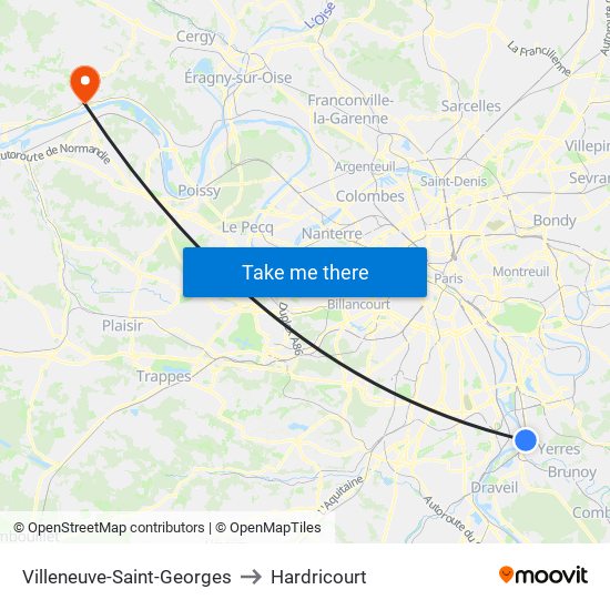 Villeneuve-Saint-Georges to Hardricourt map