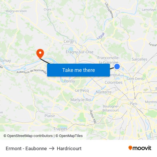 Ermont - Eaubonne to Hardricourt map