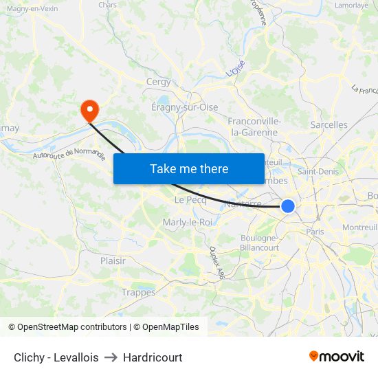 Clichy - Levallois to Hardricourt map