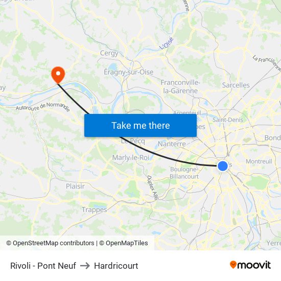 Rivoli - Pont Neuf to Hardricourt map