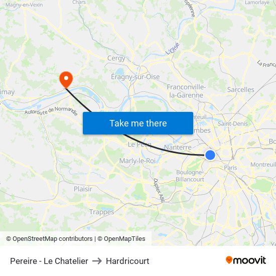 Pereire - Le Chatelier to Hardricourt map