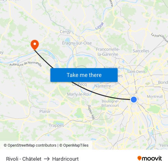 Rivoli - Châtelet to Hardricourt map