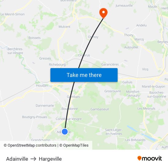 Adainville to Hargeville map