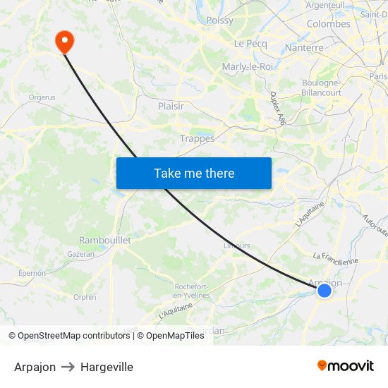 Arpajon to Hargeville map