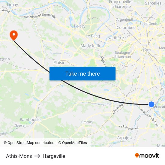 Athis-Mons to Hargeville map