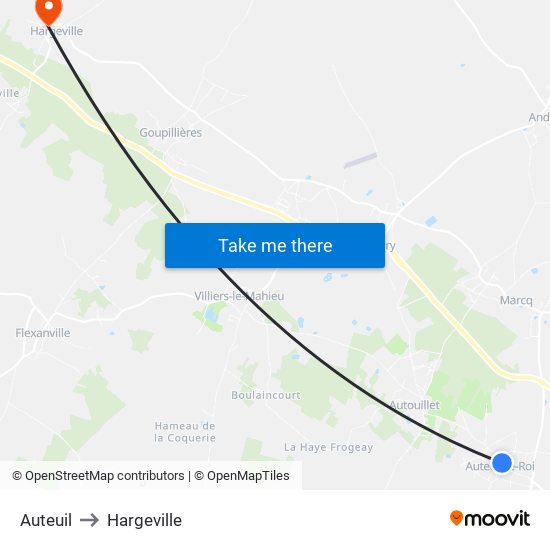 Auteuil to Hargeville map