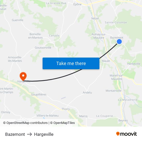 Bazemont to Hargeville map