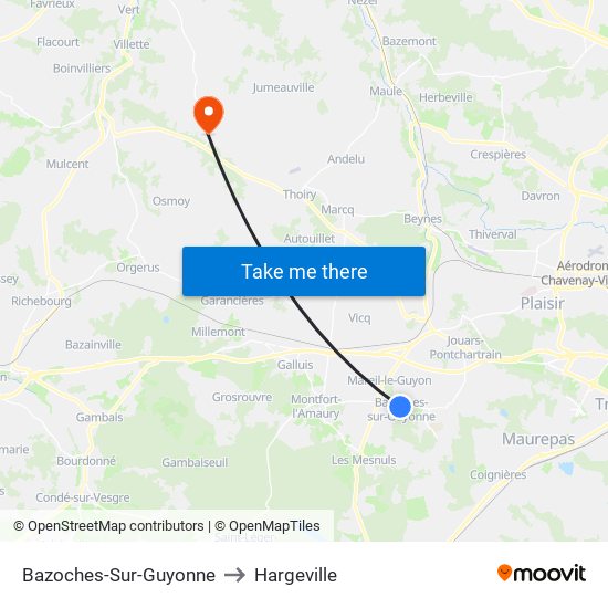 Bazoches-Sur-Guyonne to Hargeville map