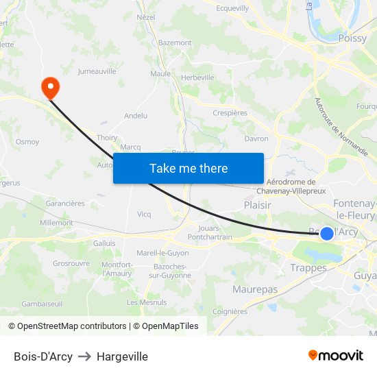 Bois-D'Arcy to Hargeville map