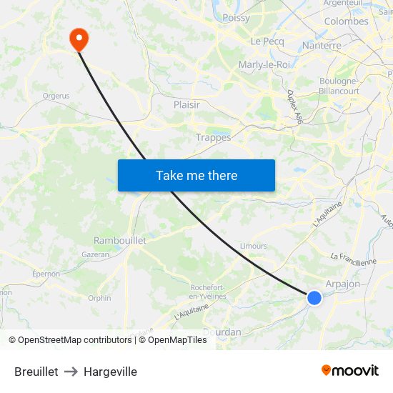 Breuillet to Hargeville map