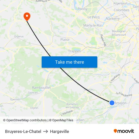 Bruyeres-Le-Chatel to Hargeville map