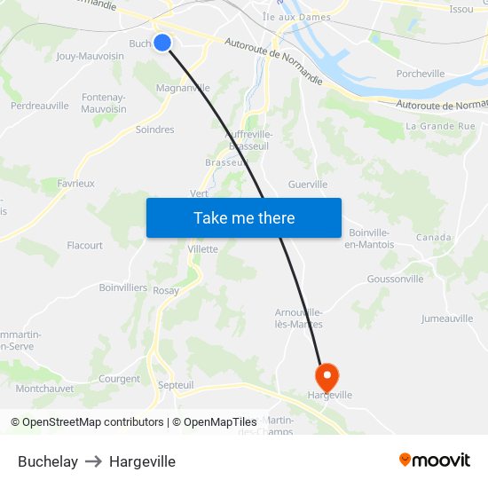 Buchelay to Hargeville map