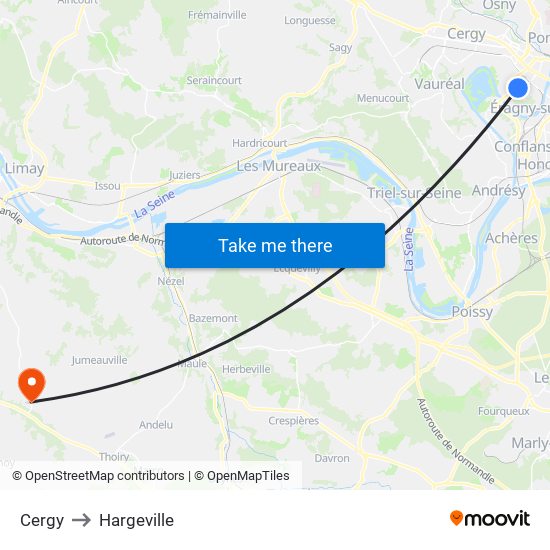 Cergy to Hargeville map