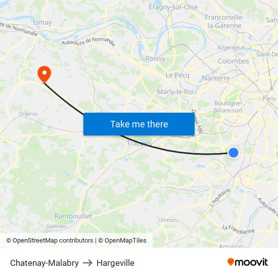 Chatenay-Malabry to Hargeville map