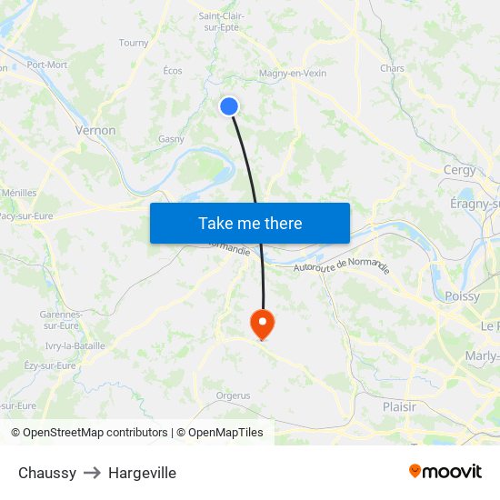 Chaussy to Hargeville map