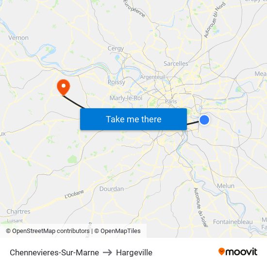 Chennevieres-Sur-Marne to Hargeville map