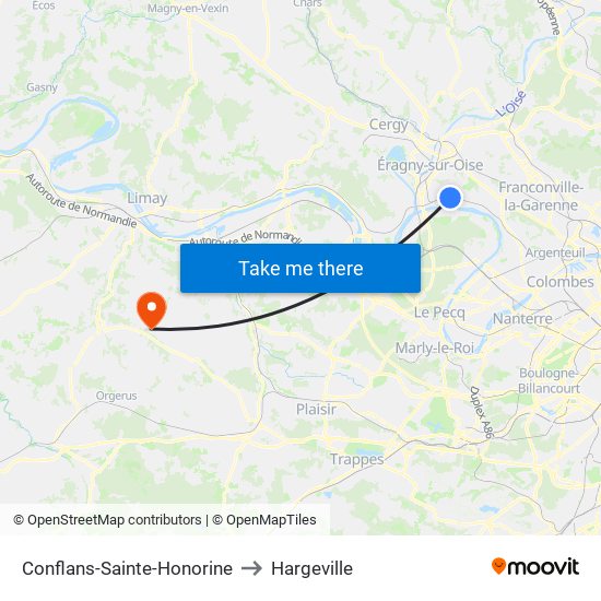 Conflans-Sainte-Honorine to Hargeville map