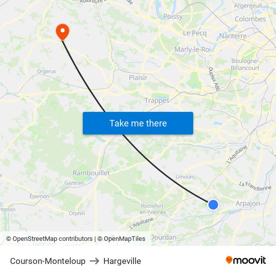 Courson-Monteloup to Hargeville map