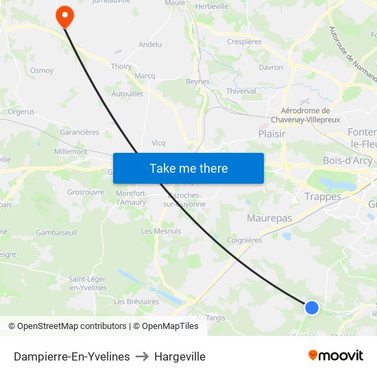 Dampierre-En-Yvelines to Hargeville map