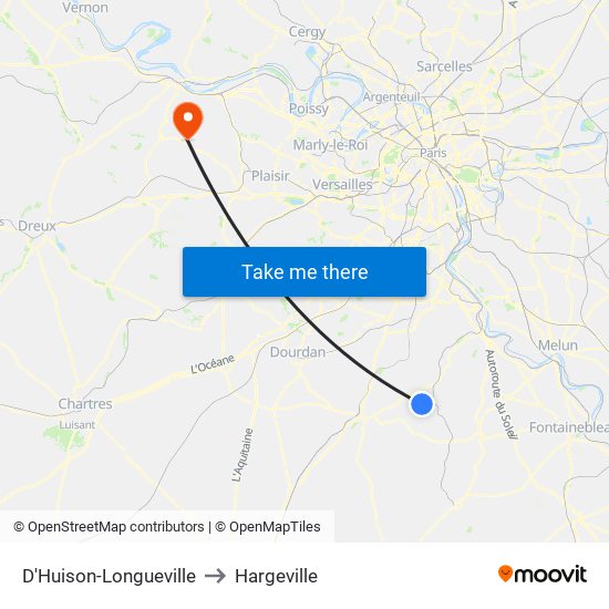 D'Huison-Longueville to Hargeville map