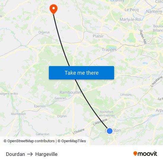 Dourdan to Hargeville map