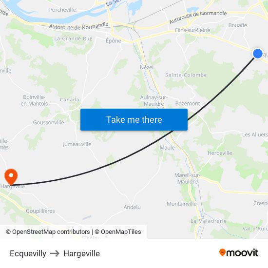 Ecquevilly to Hargeville map