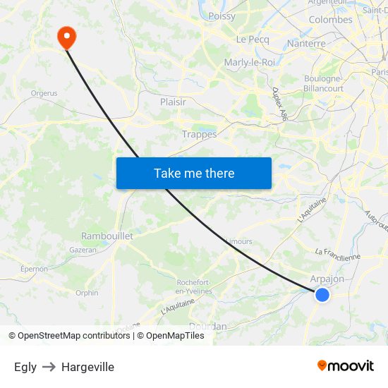 Egly to Hargeville map