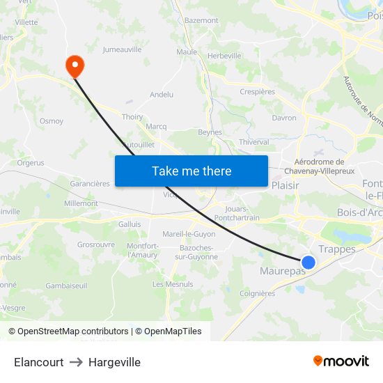Elancourt to Hargeville map