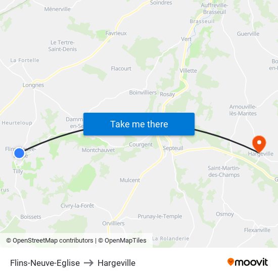 Flins-Neuve-Eglise to Hargeville map