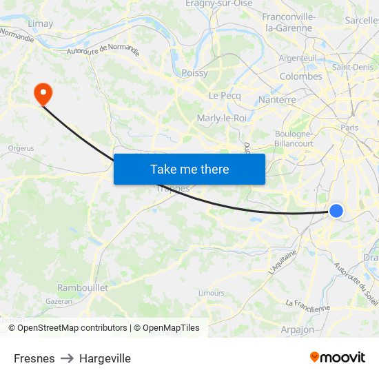 Fresnes to Hargeville map