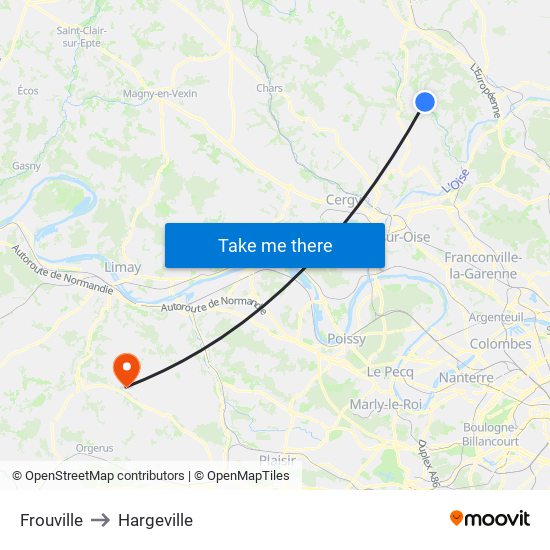 Frouville to Hargeville map