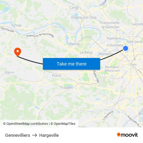 Gennevilliers to Hargeville map